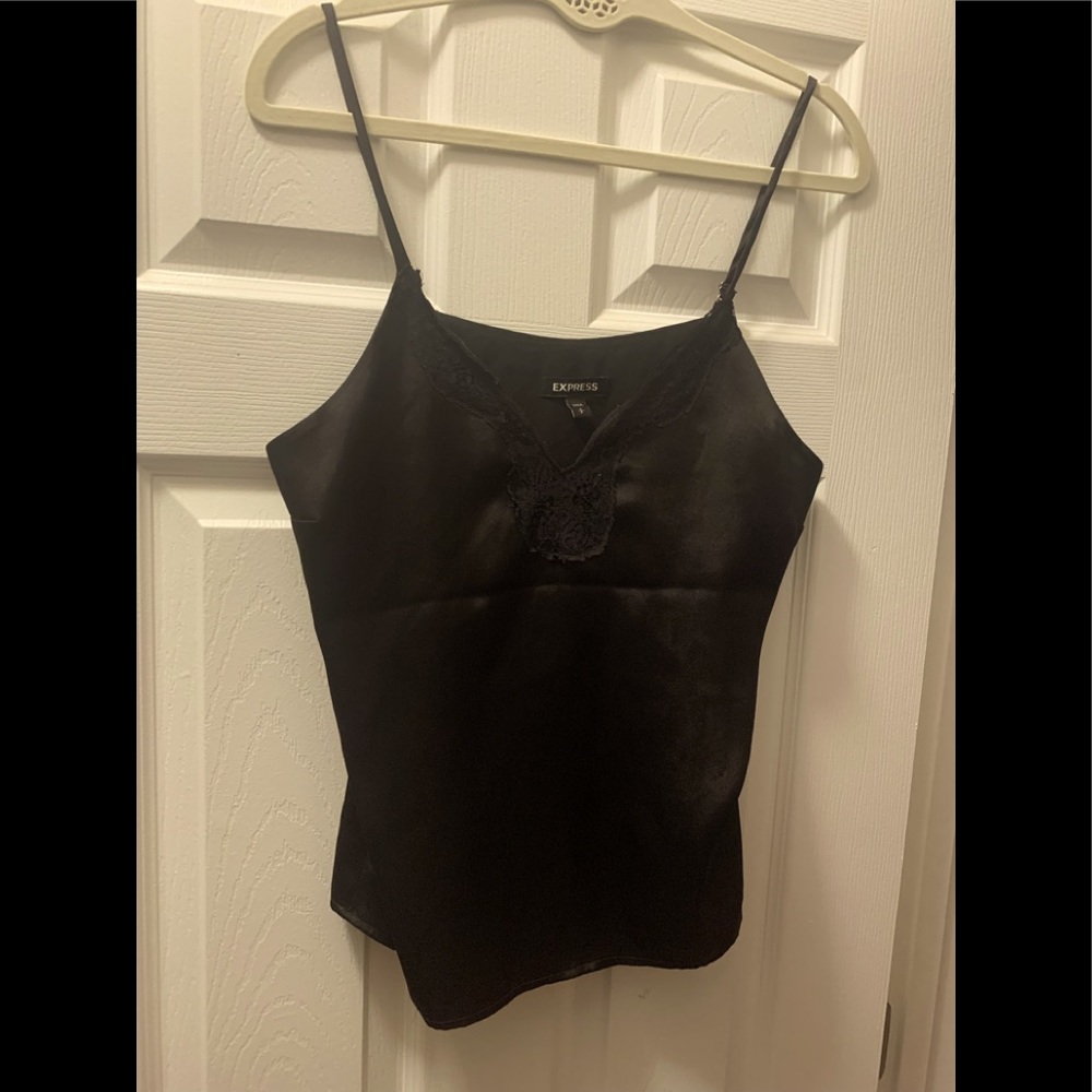 Express black silk tank top